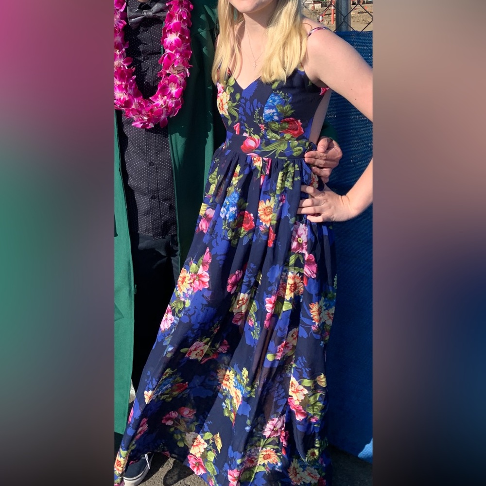 Blue floral sundress floor length